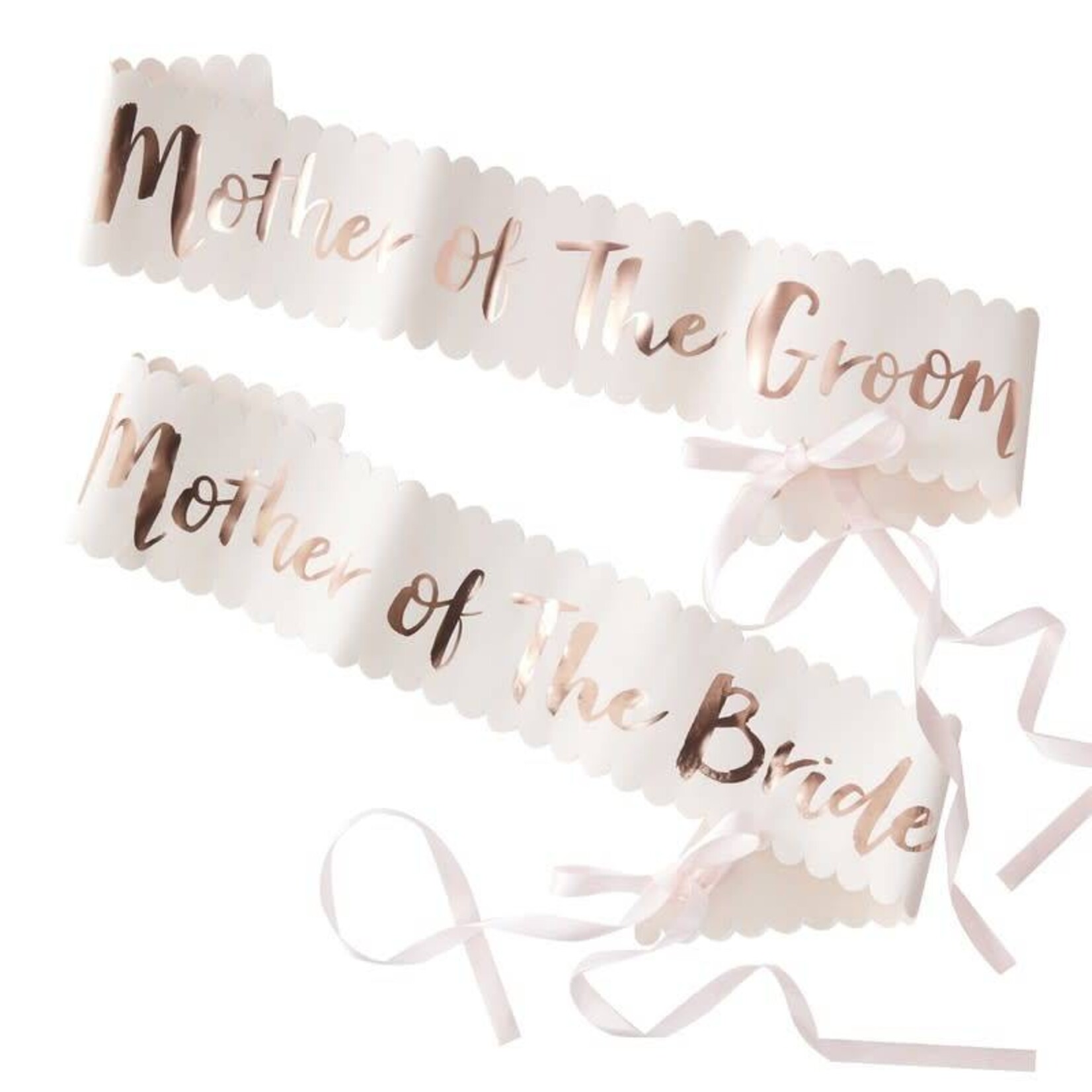 GINGERRAY PINK AND ROSE GOLD FOILED MOTHER OF THE BRIDE GROOM SASHES - 2 PACK - TEAM BRIDE