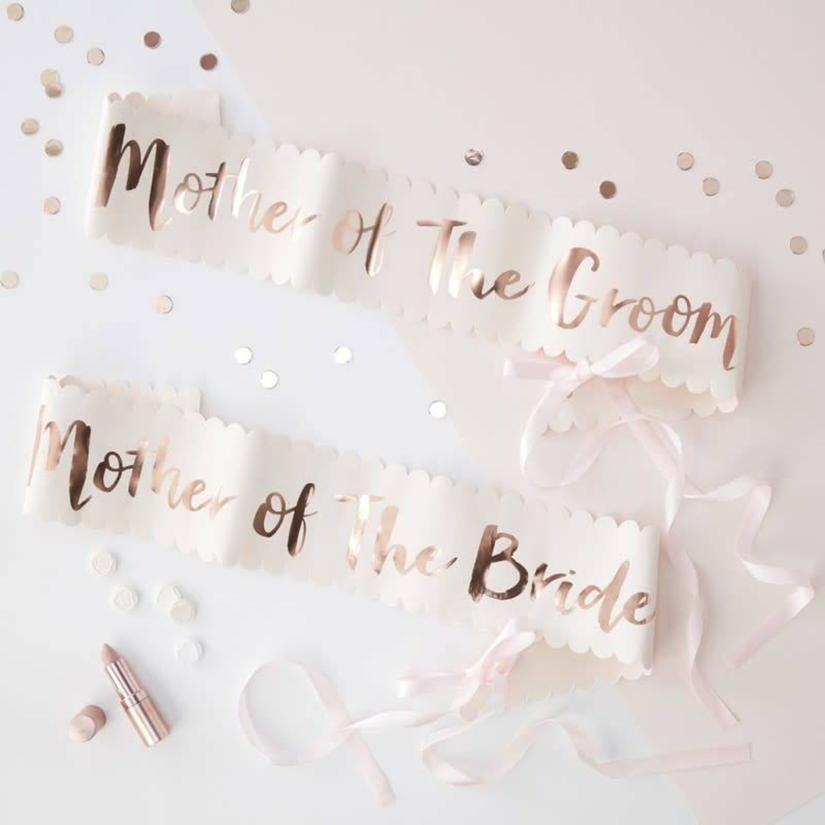 GINGERRAY PINK AND ROSE GOLD FOILED MOTHER OF THE BRIDE GROOM SASHES - 2 PACK - TEAM BRIDE