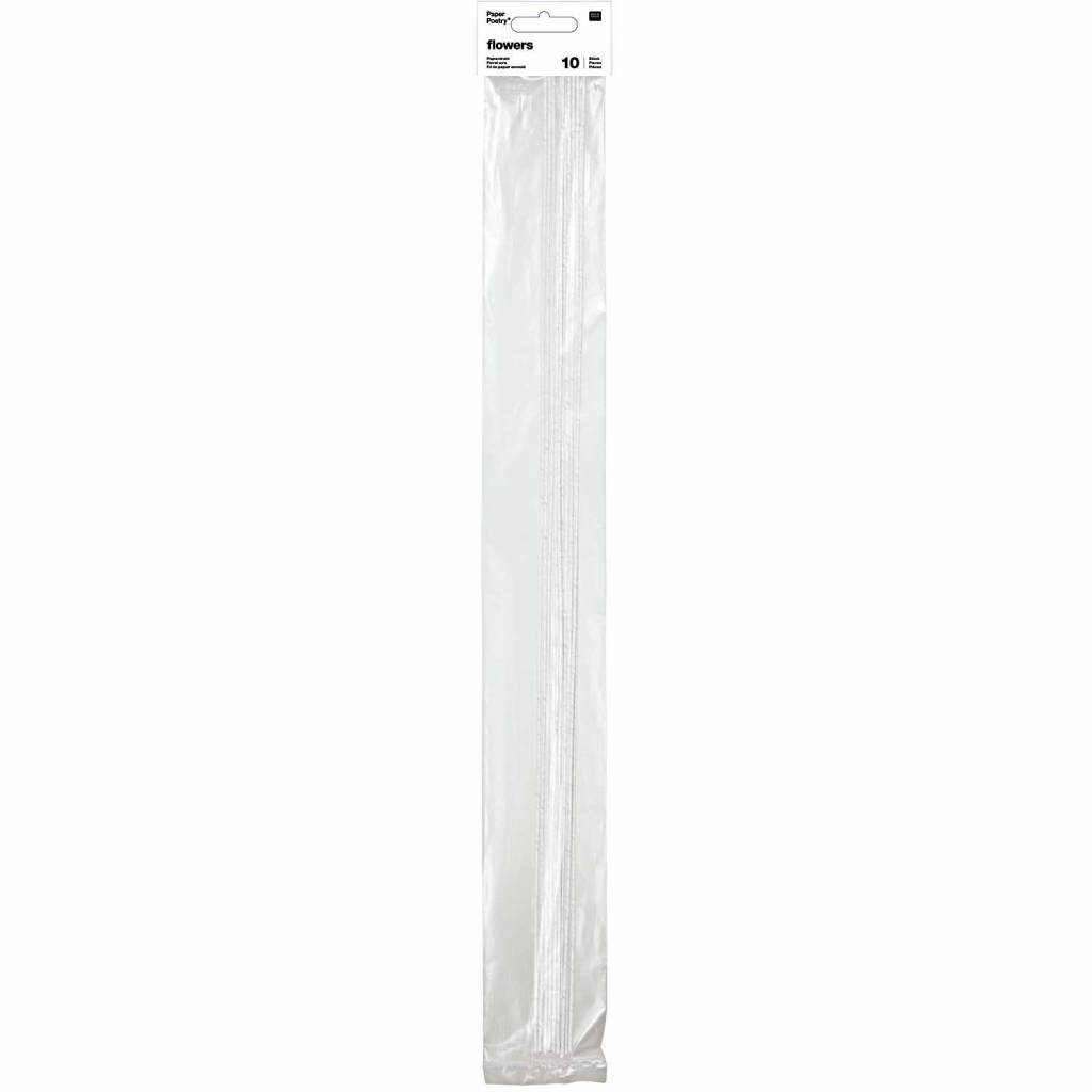 RICO PAPER COVERED FLORAL WIRE, WHITE