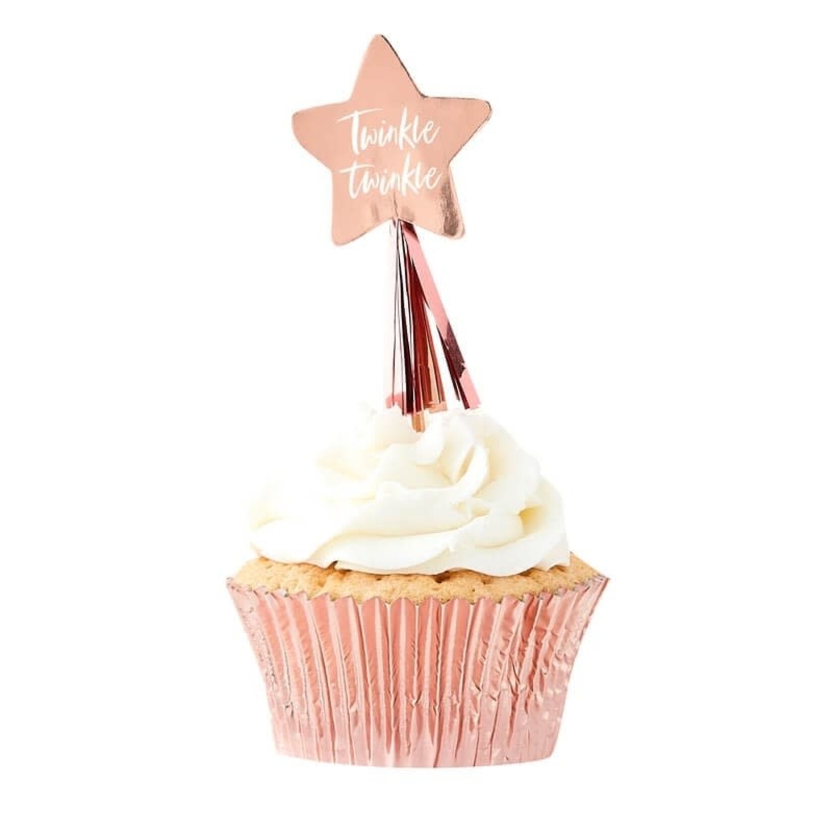 GINGERRAY ROSE GOLD STAR CUPCAKE TOPPERS WITH TASSELS - TWINKLE TWINKLE