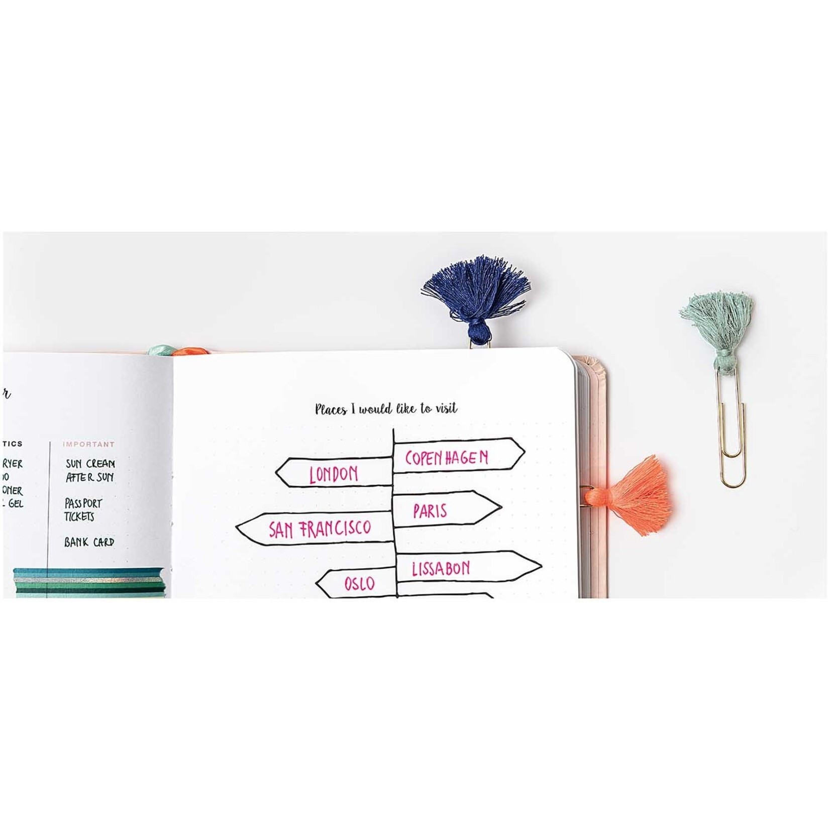 RICO PAPER CLIPS WITH TASSELS, BLUE