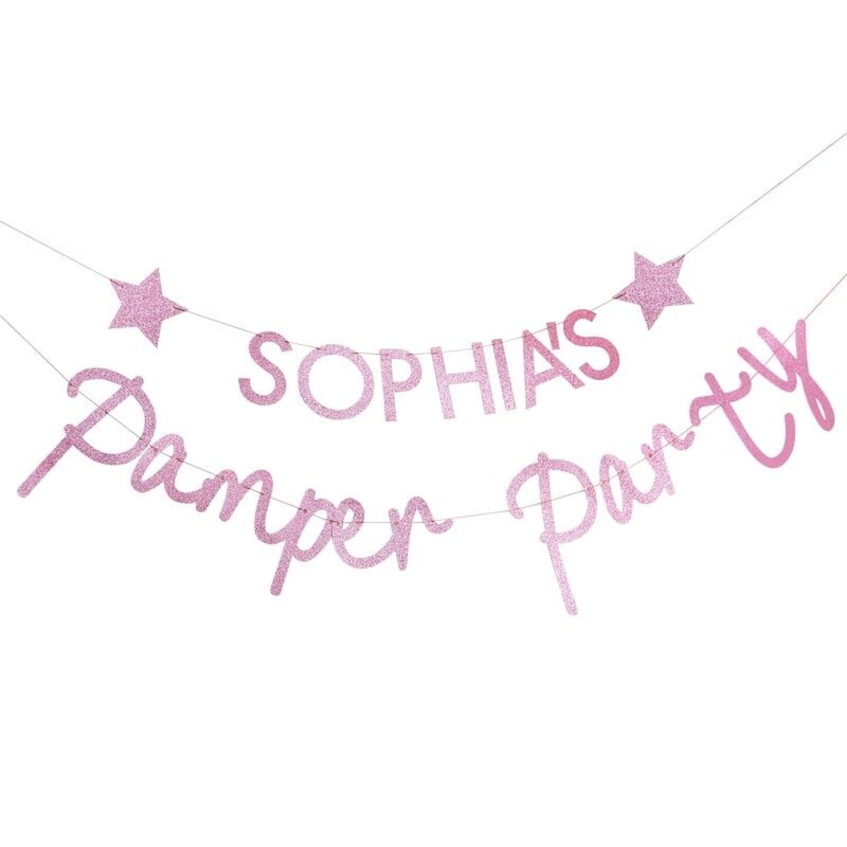 GINGERRAY PINK GLITTER PERSONALISED PAMPER PARTY BANNER