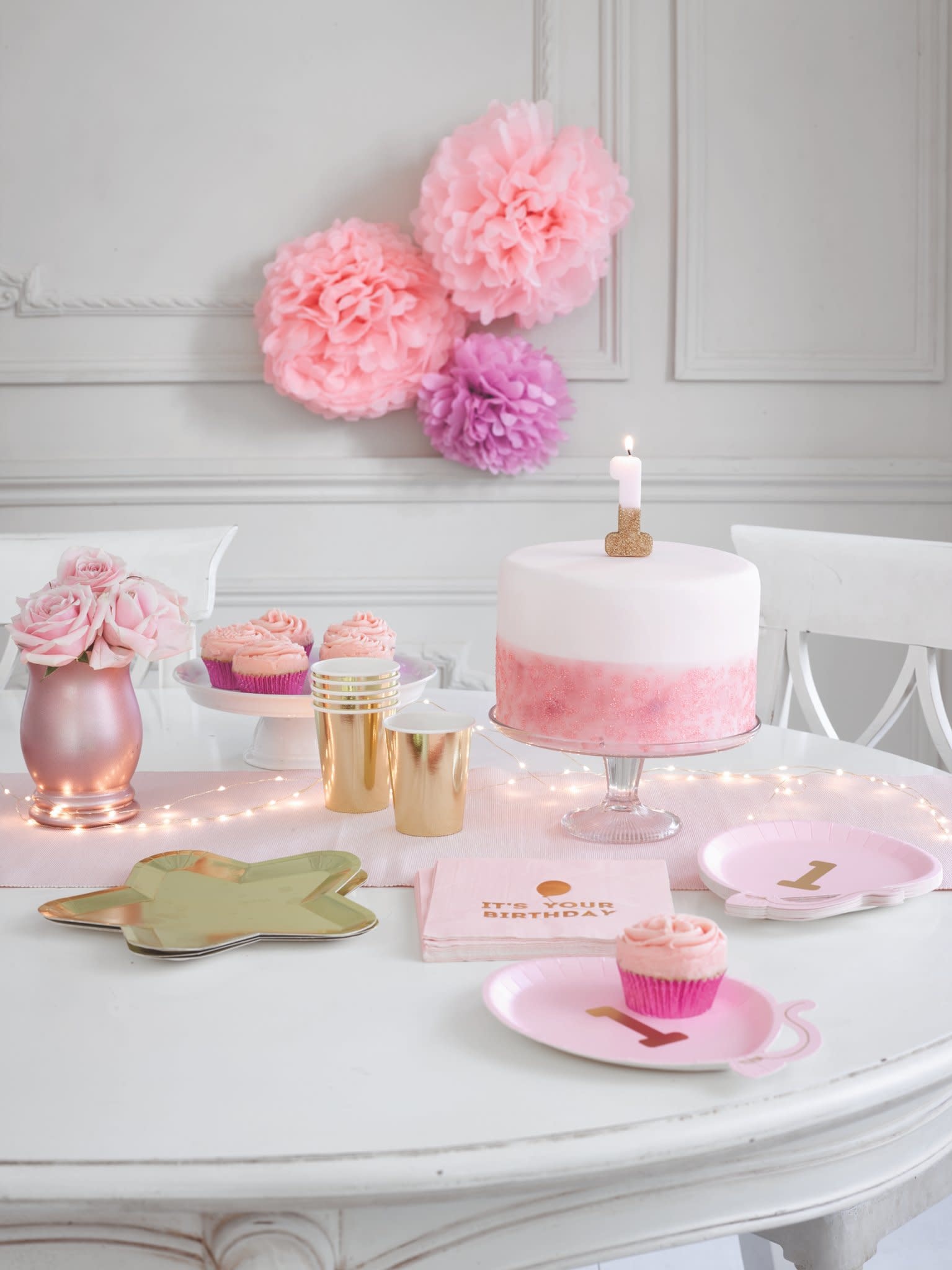 TT Pink Birthday Glitter Candle - 6