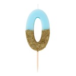 TT Blue Birthday Glitter Number Candle Blue 0