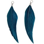 RICO FEATHERS, TURQUOISE 2 PCS, WITH SILVER EYELET