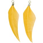 RICO FEATHERS, GOLD 2 PCS, WITH SILVER EYELET