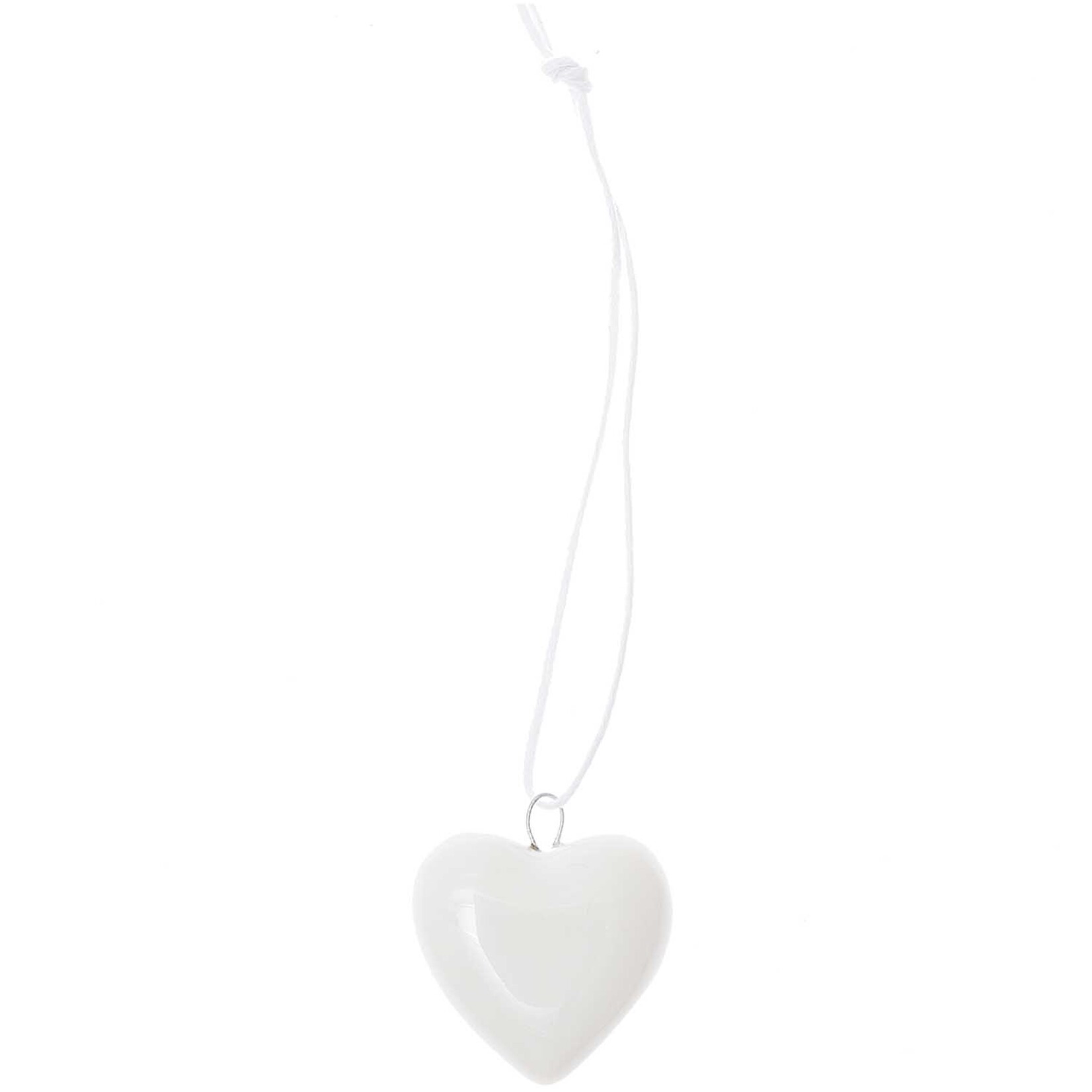 RICO PORCELAIN TAG HEART, WHITE 1 PC, 35mm x 35mm