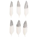 RICO FEATHERS, SMALL, WHITE/SILVER 6 PCS, CA. 8 CM