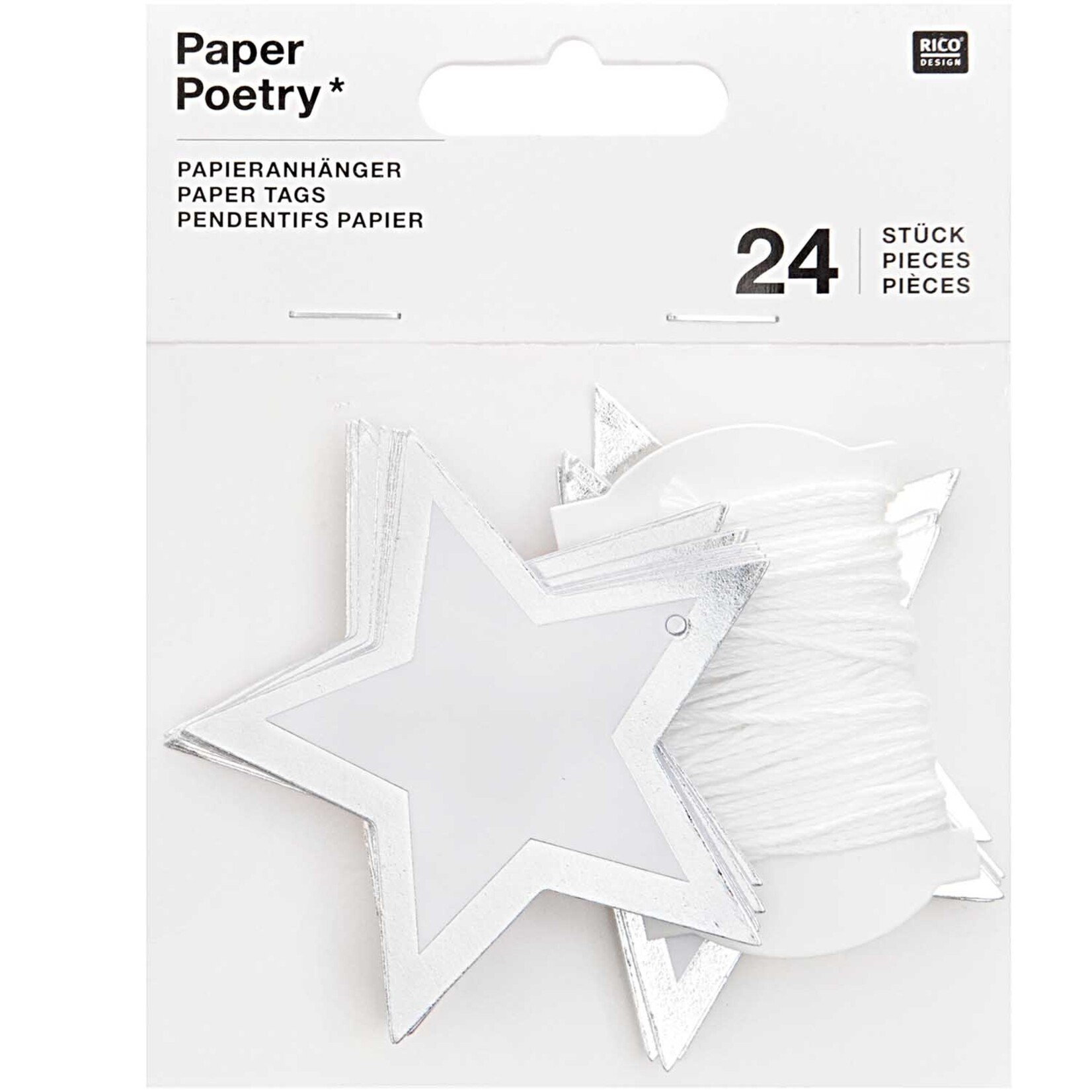 RICO TAGS STARS SILVER FSC MIX 24 PCS