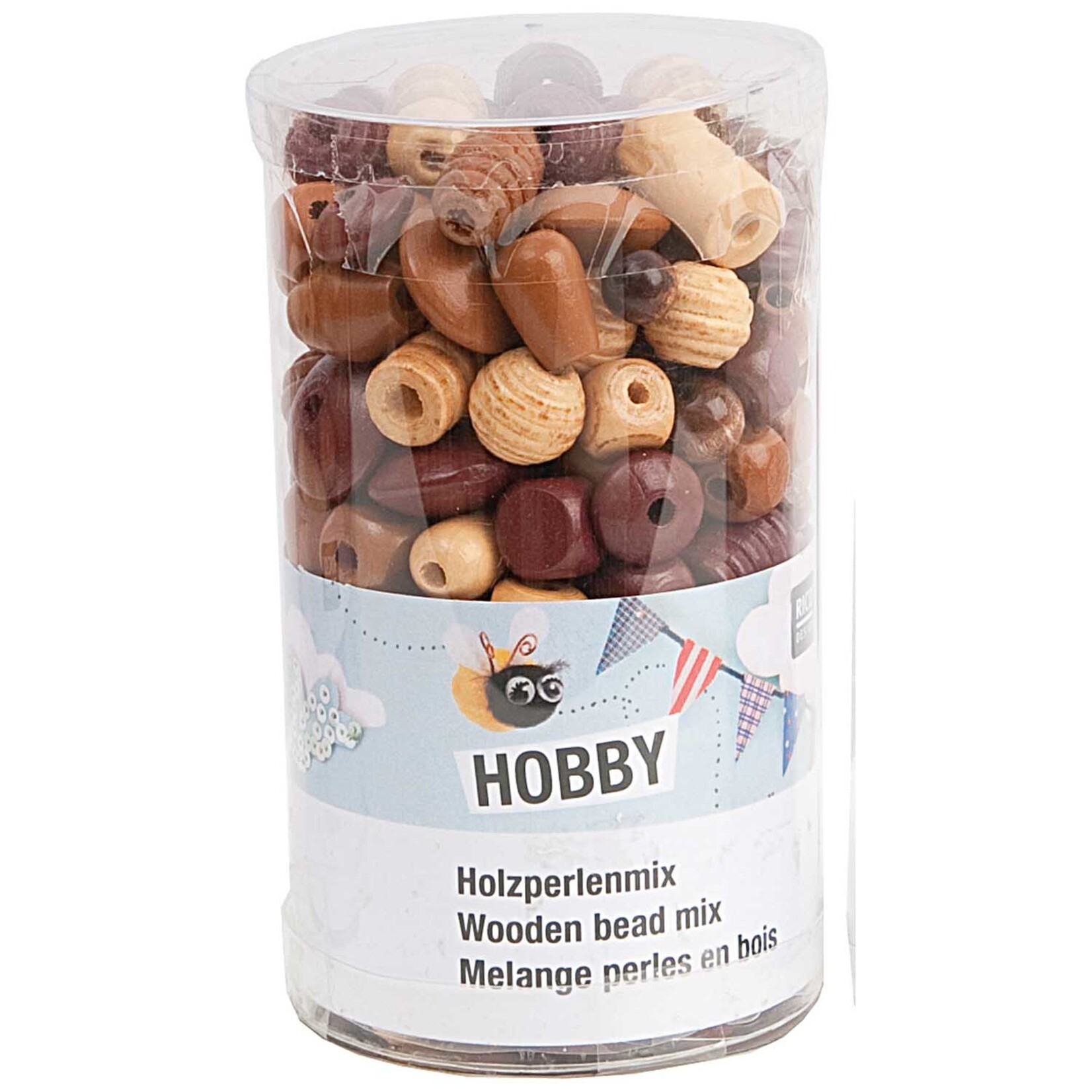 RICO WOODEN BEAD MIX NATURAL 100G