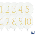 PD Balloons 30cm, Numbers, mix, Pastel Pure White (1 pkt / 10 pc.)