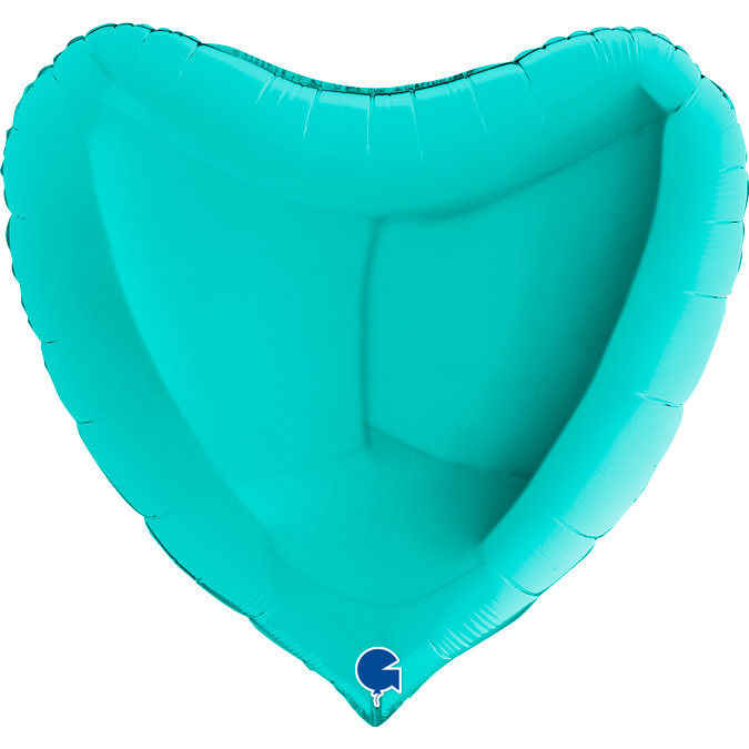 SMP heart foil balloon turquoise 90 cm