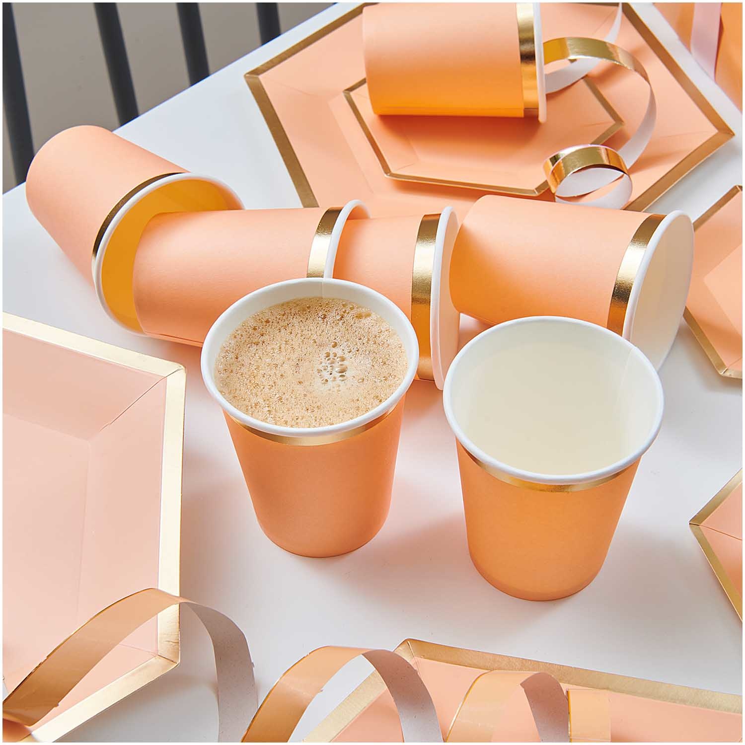 RICO Paper cups, apricot/gold, 250 ml, 93 mm x 80 mm, 10 pcsFSC MIX