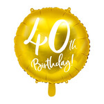 PD Foil Balloon 40th Birthday, gold, 45 cm