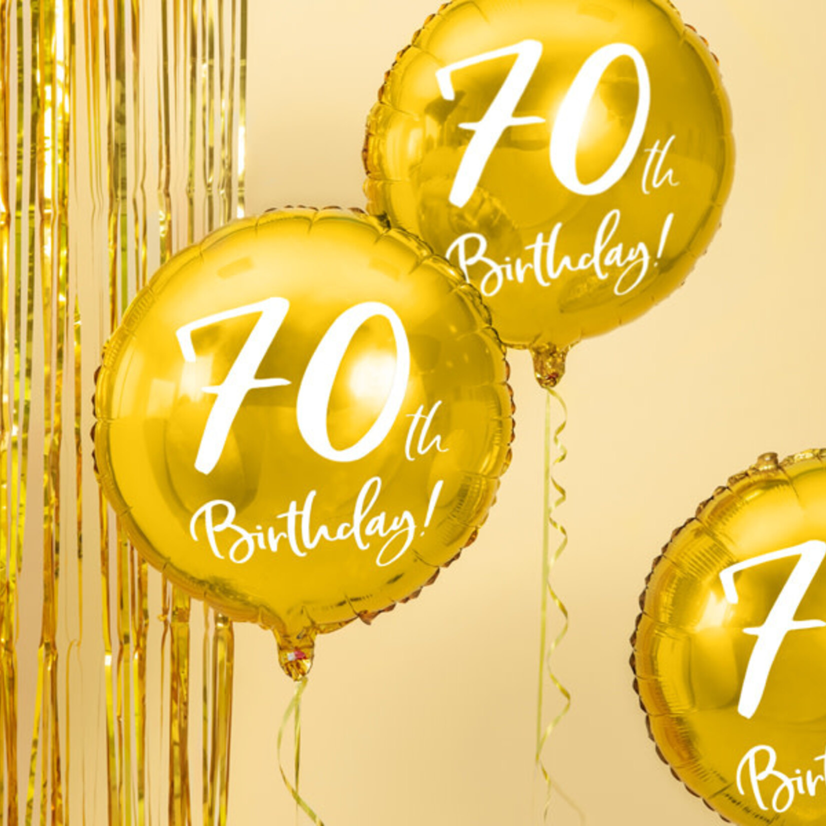 PD Foil Balloon 70th Birthday, gold, 45cm