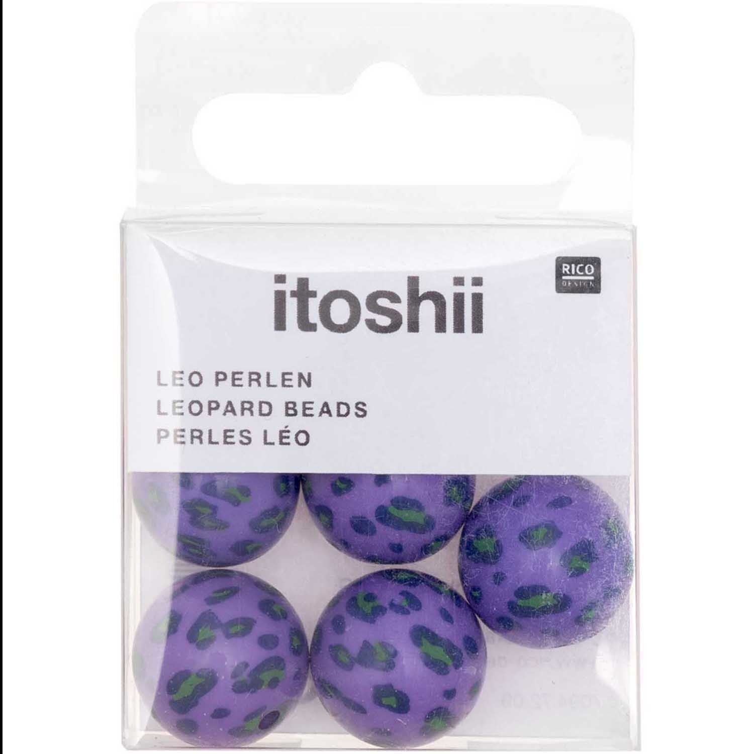 RICO Acid Leo beads, lilac, 6 pcs, Ø 16 mm, 2 mm hole