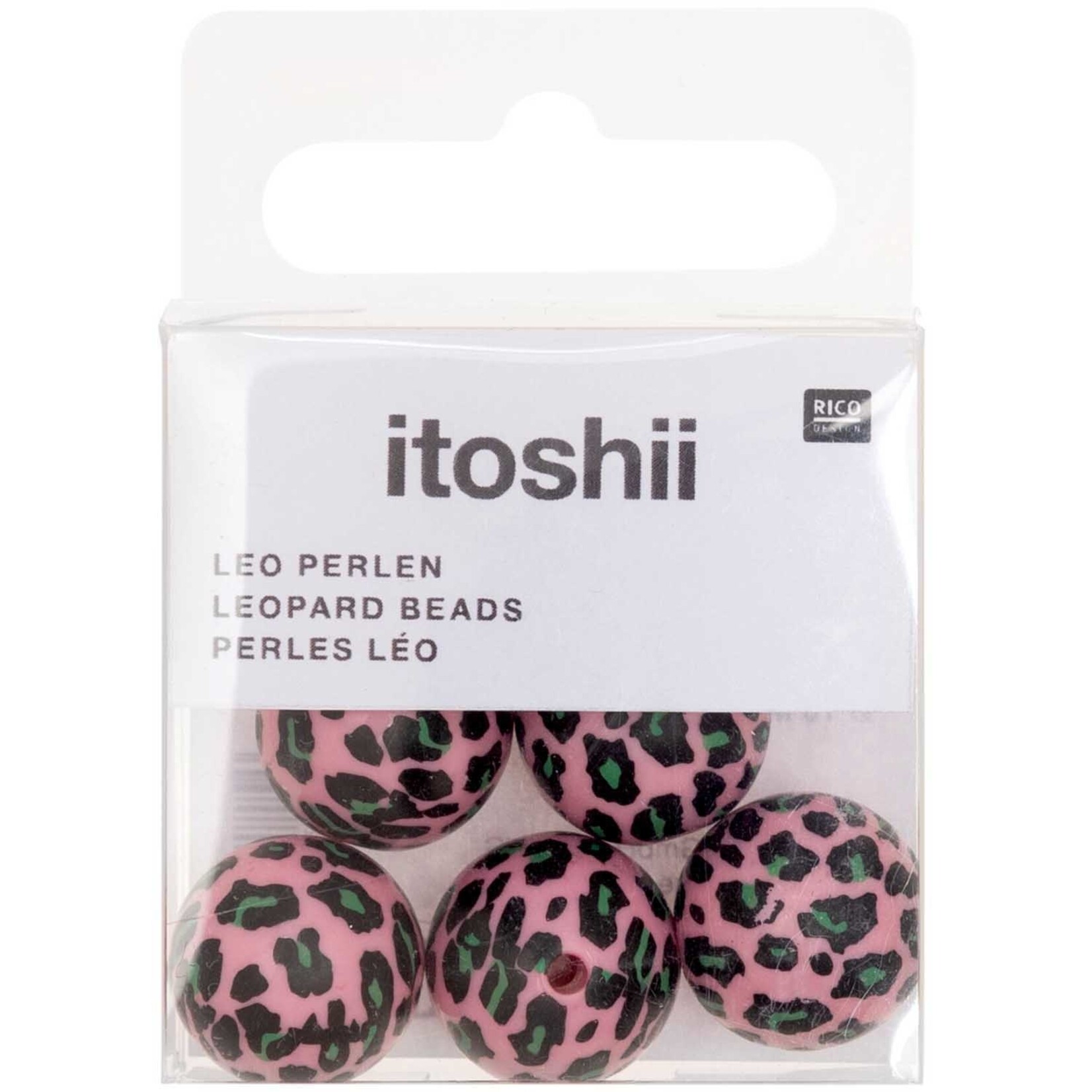 RICO Acid Leo beads, rose, 5 pcs, ca. 16 mm, 2 mm hole