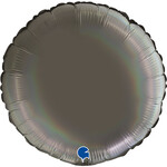 SMP circle foil balloon holographic platinum grey 45 cm