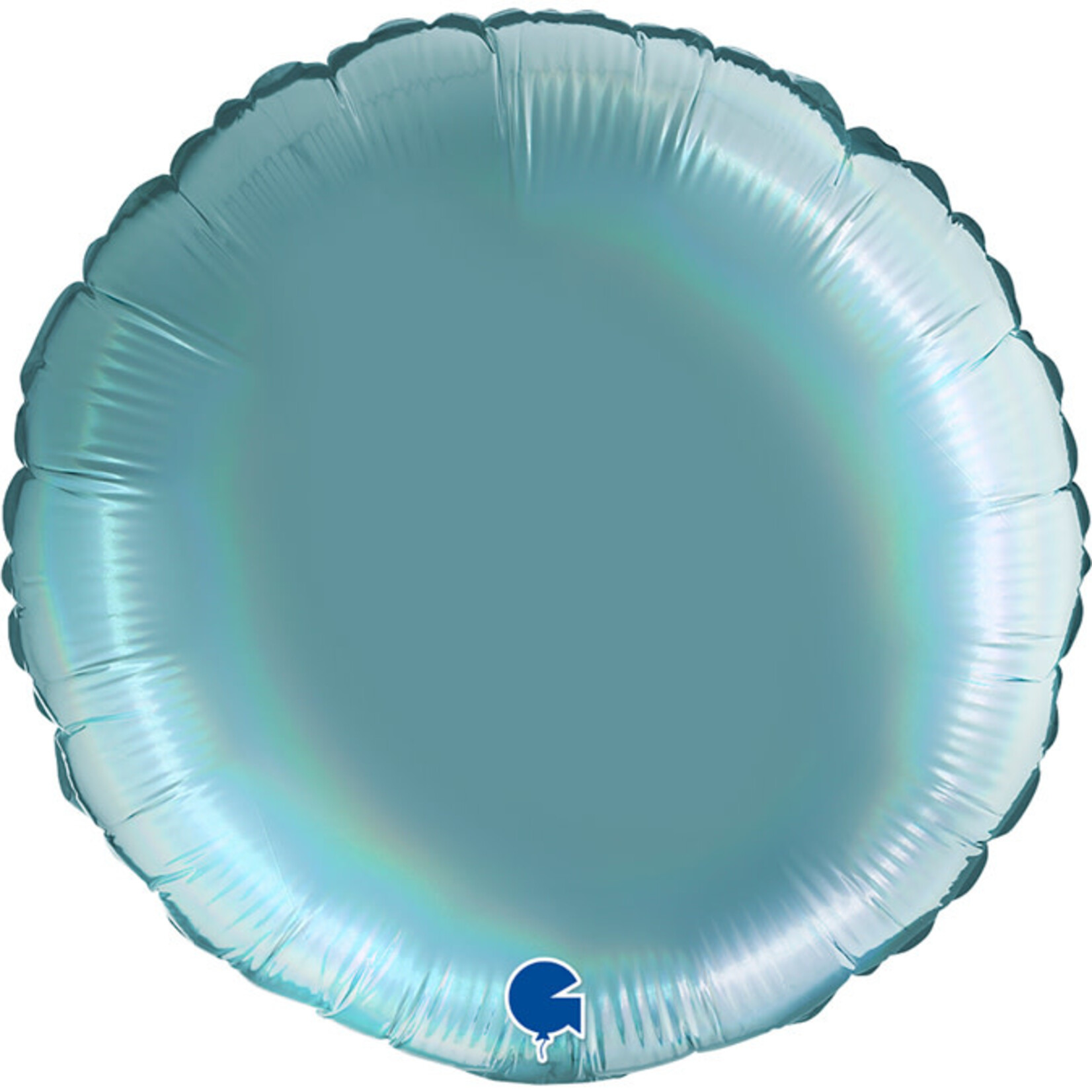 SMP circle foil balloon holographic platinum mint 45 cm