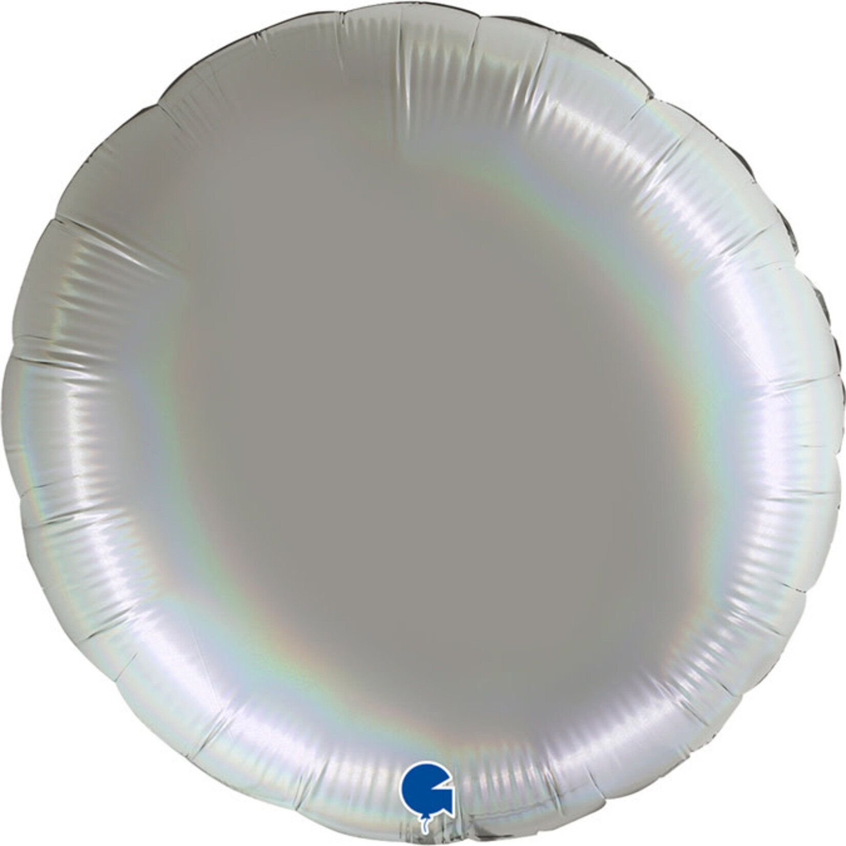 SMP circle foil balloon holographic platinum pure 90 cm