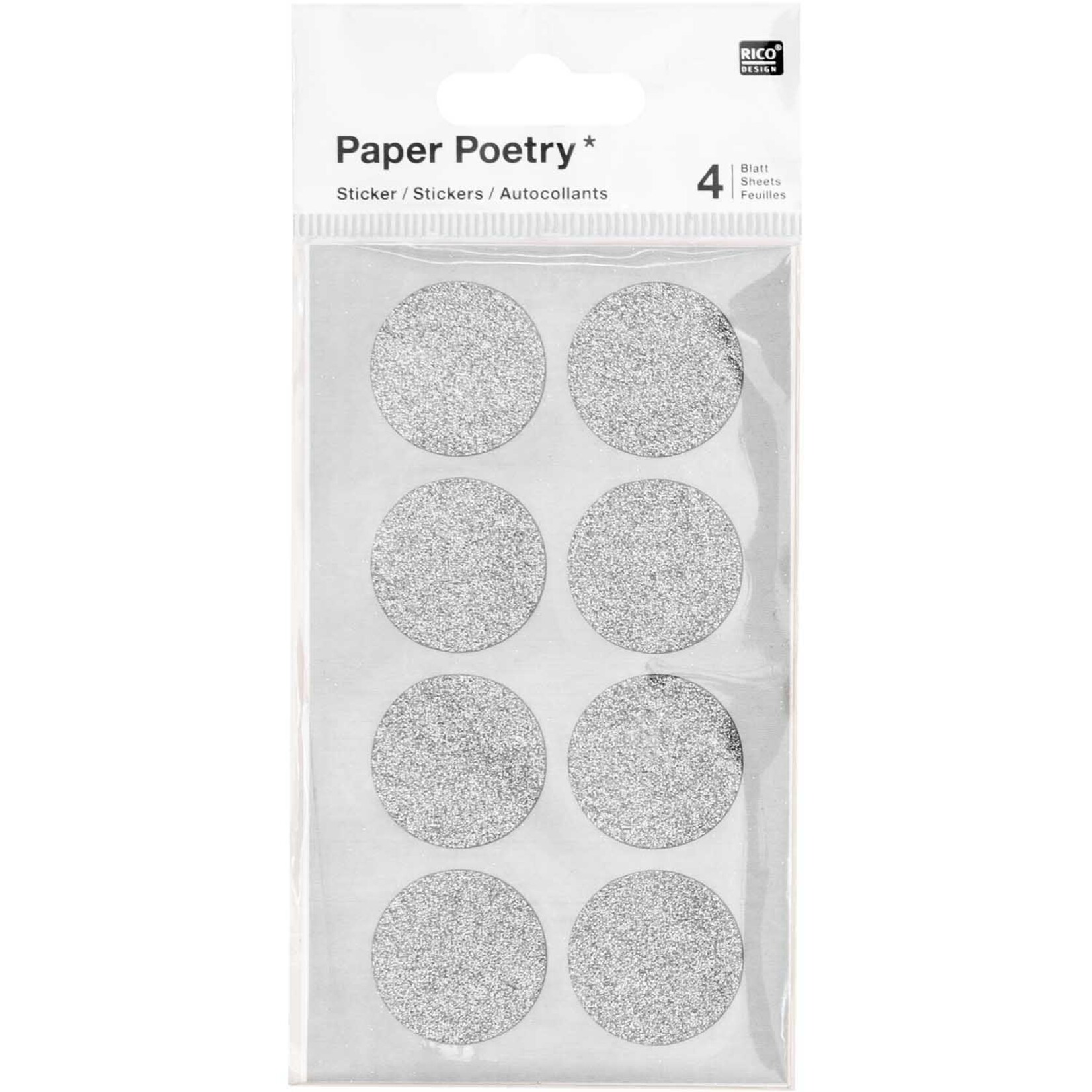 RICO STICKERS, CIRCLE SILVER, 4 SHEETS, 7 X 15,5 CM, L FSC MIX