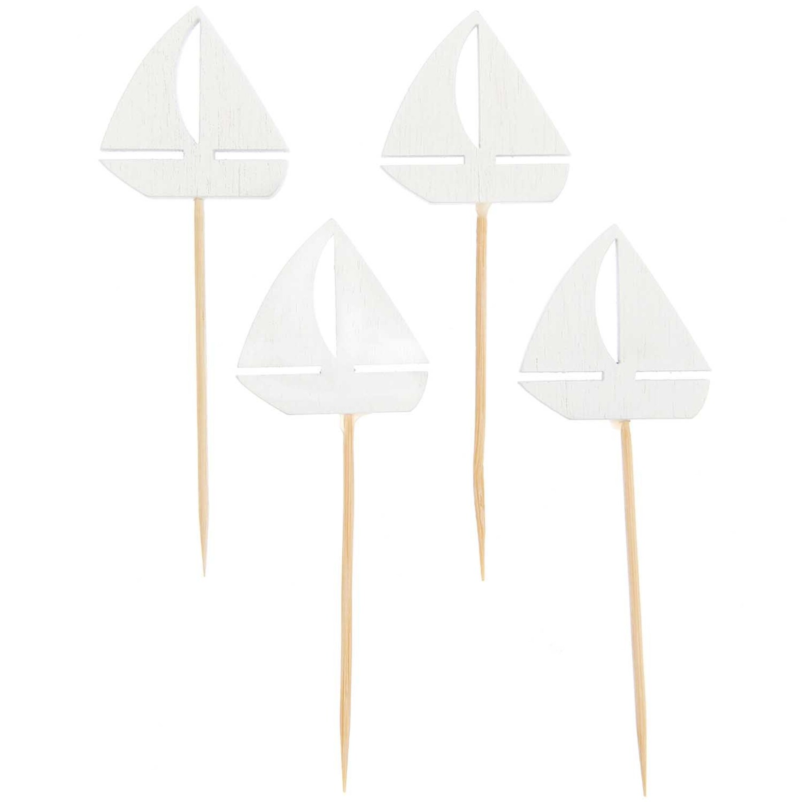 RICO Deco-picks sailingboat, white, wood, 4 pcs