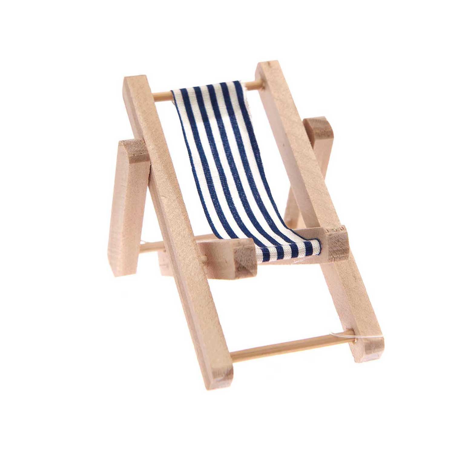 Rico NAY Deckchair, blue/white, wood, 5,5x8cm