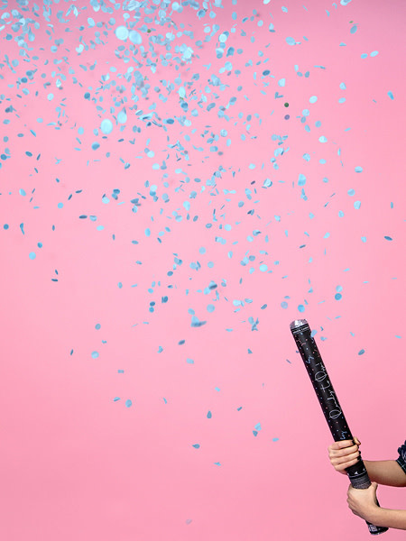 PD Gender reveal confetti cannon - Ready to pop, blue, 60cm
