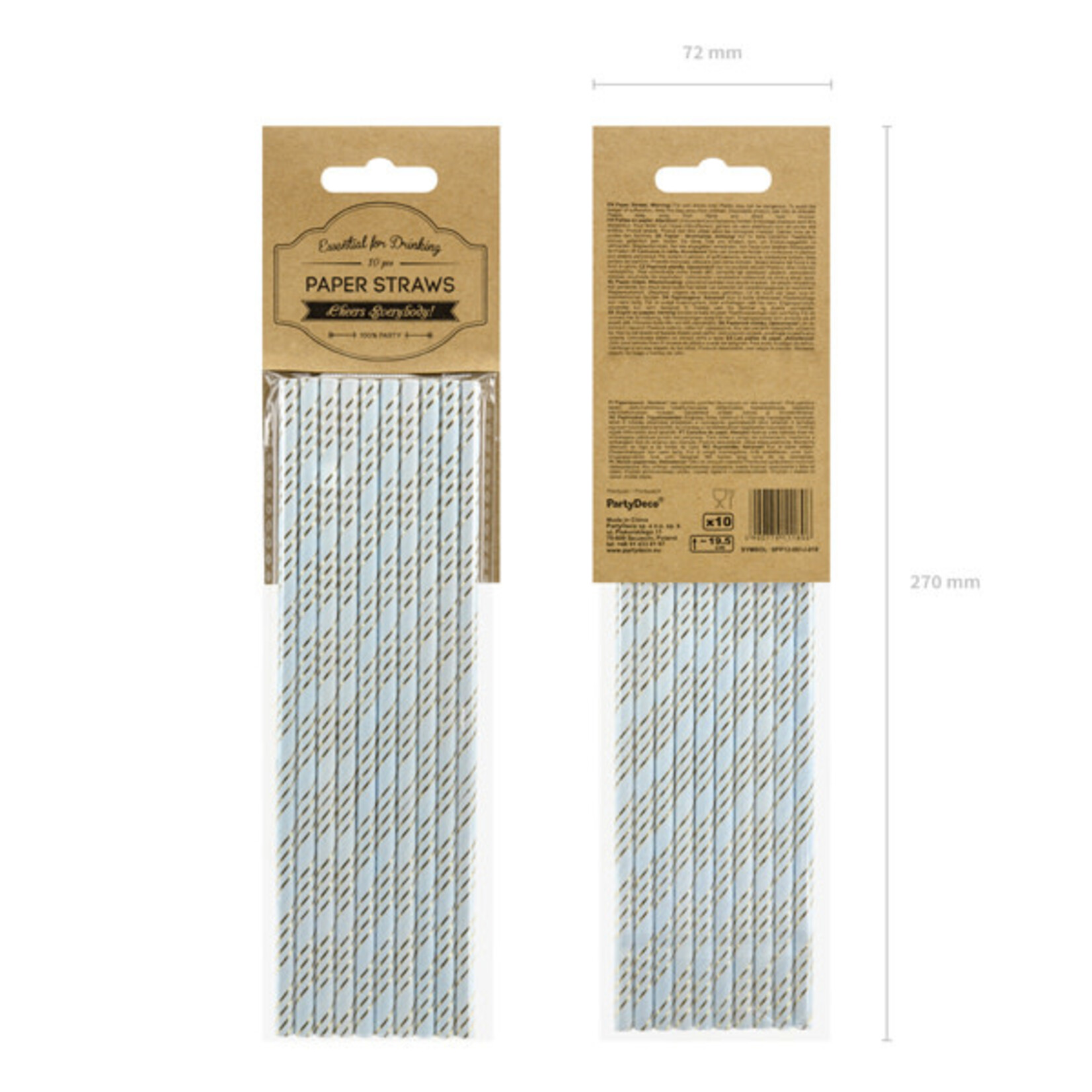 PD Paper straws, light blue, 19.5cm