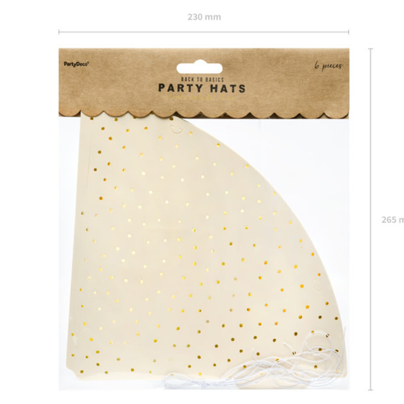 PD Party hats Dots, light peach, 21cm