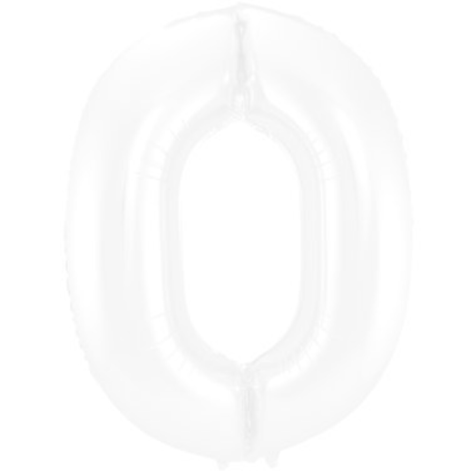 FT Foil Balloon Number 0 White Metallic Matt - 86 cm