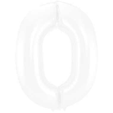 FT Foil Balloon Number 0 White Metallic Matt - 86 cm