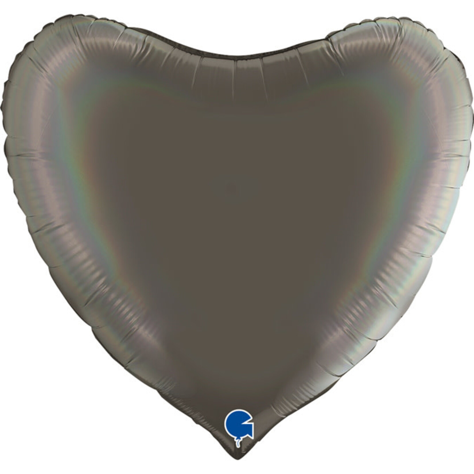 SMP heart foil balloon holographic grey platinum 90 cm