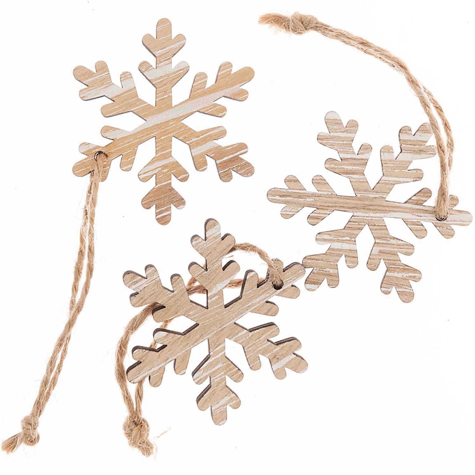 RICO Snowflake tag, nature, wood, 3 pcs, 44x50 mm