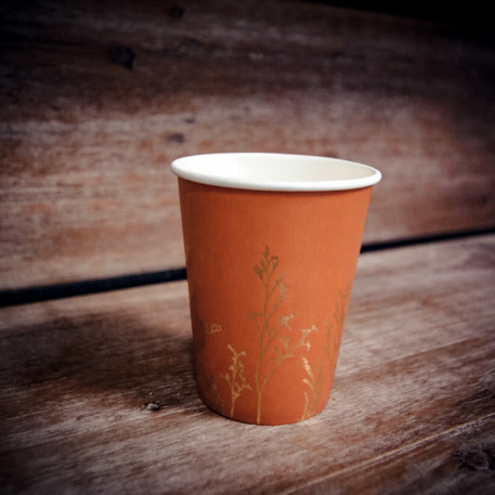 AF paper cups terracotta with gold flower 8 x