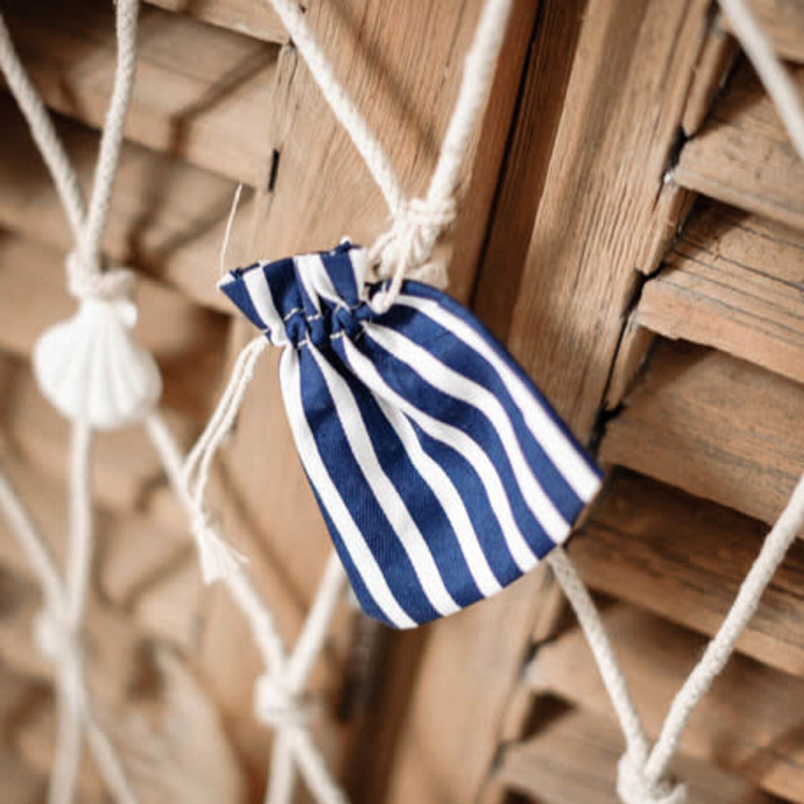 AF cotton gift bags blue stripe 7 x 9 cm, 5 pcs