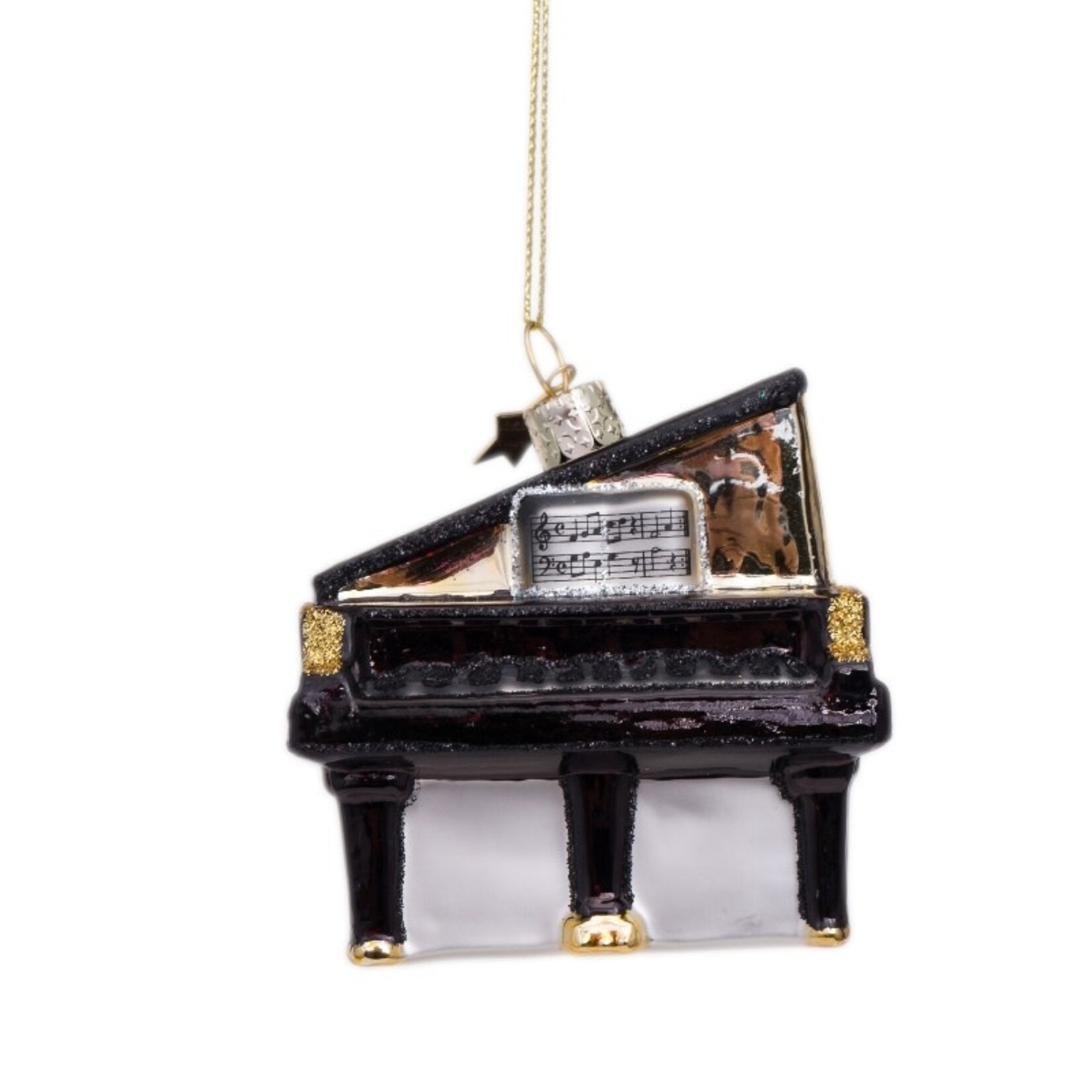 VS Ornament glass black grand piano H7cm