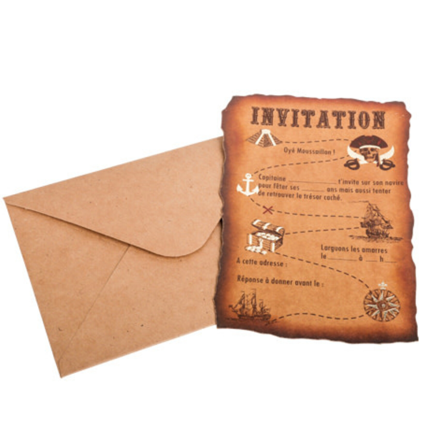 AF pirate invitations with envelope 8 x