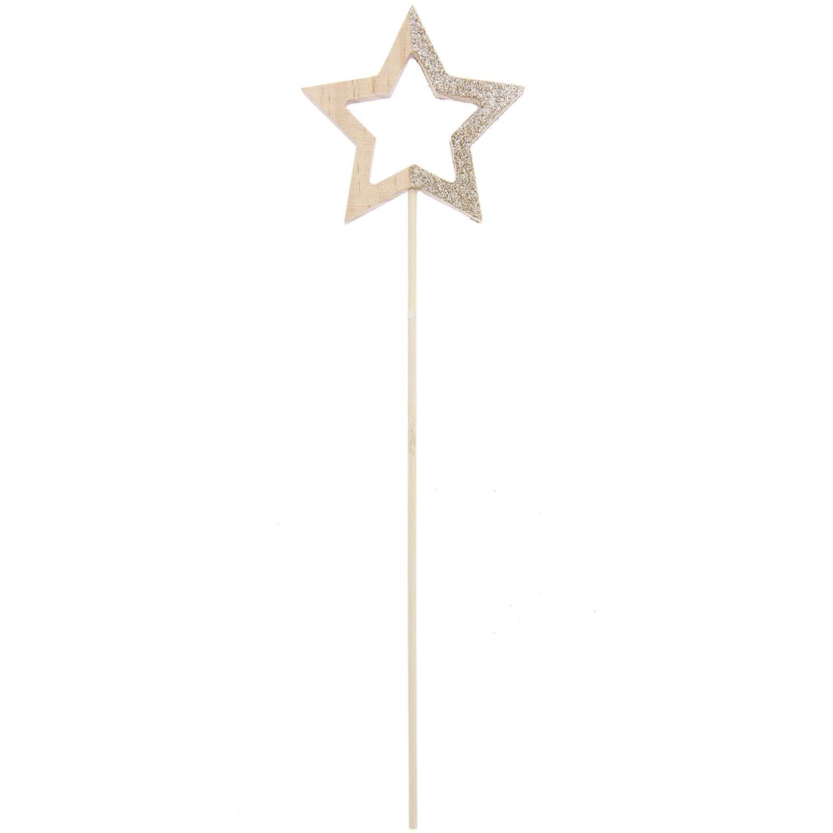 RICO Picker star wood natural, gold , 28,5x8x1cm