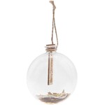 RICO Glass bottle with fir litter gold to hang, 8x4x9cm