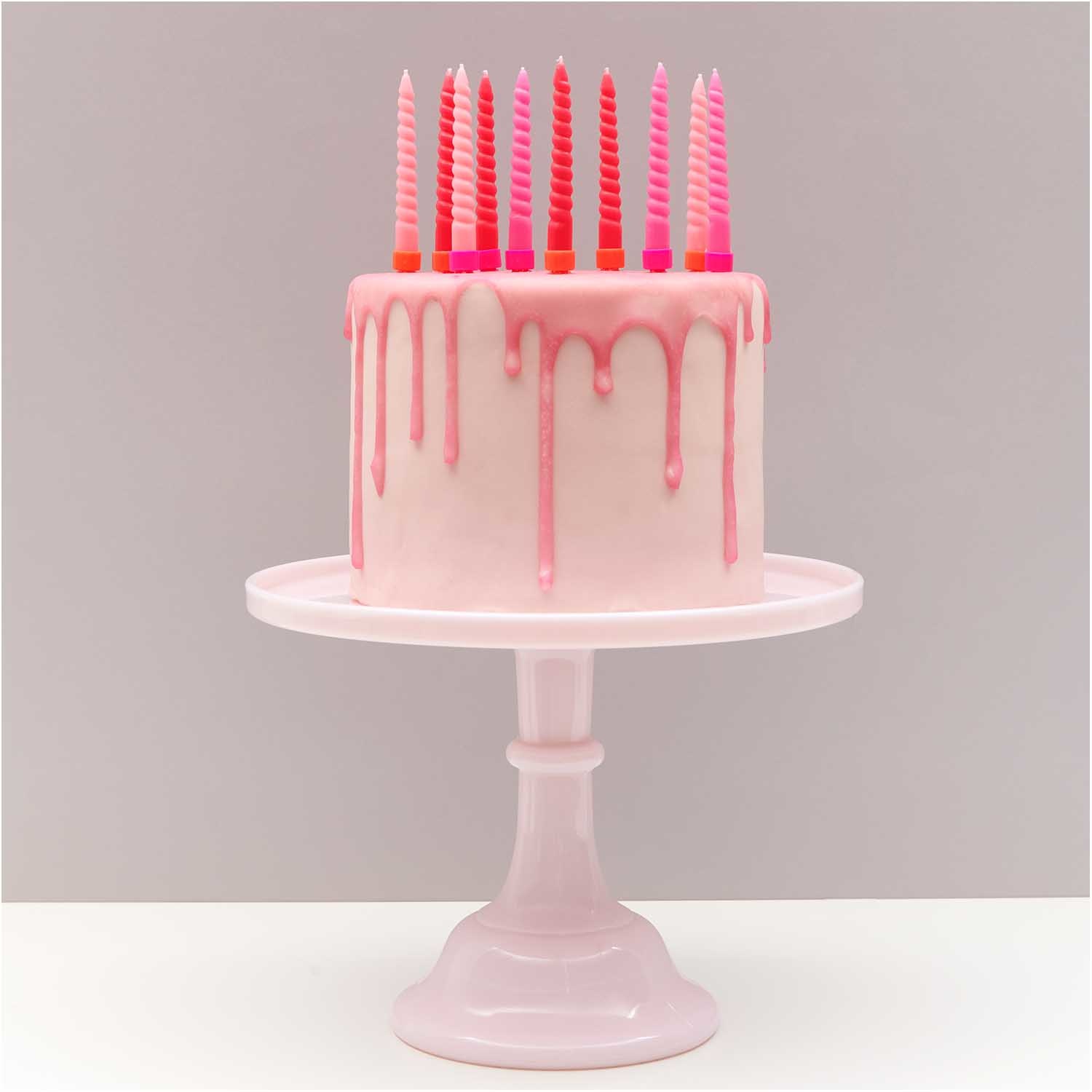 RICO Spiral candles, pink mix, 10 pcs., Ø 1,2 cm x 10 cm height