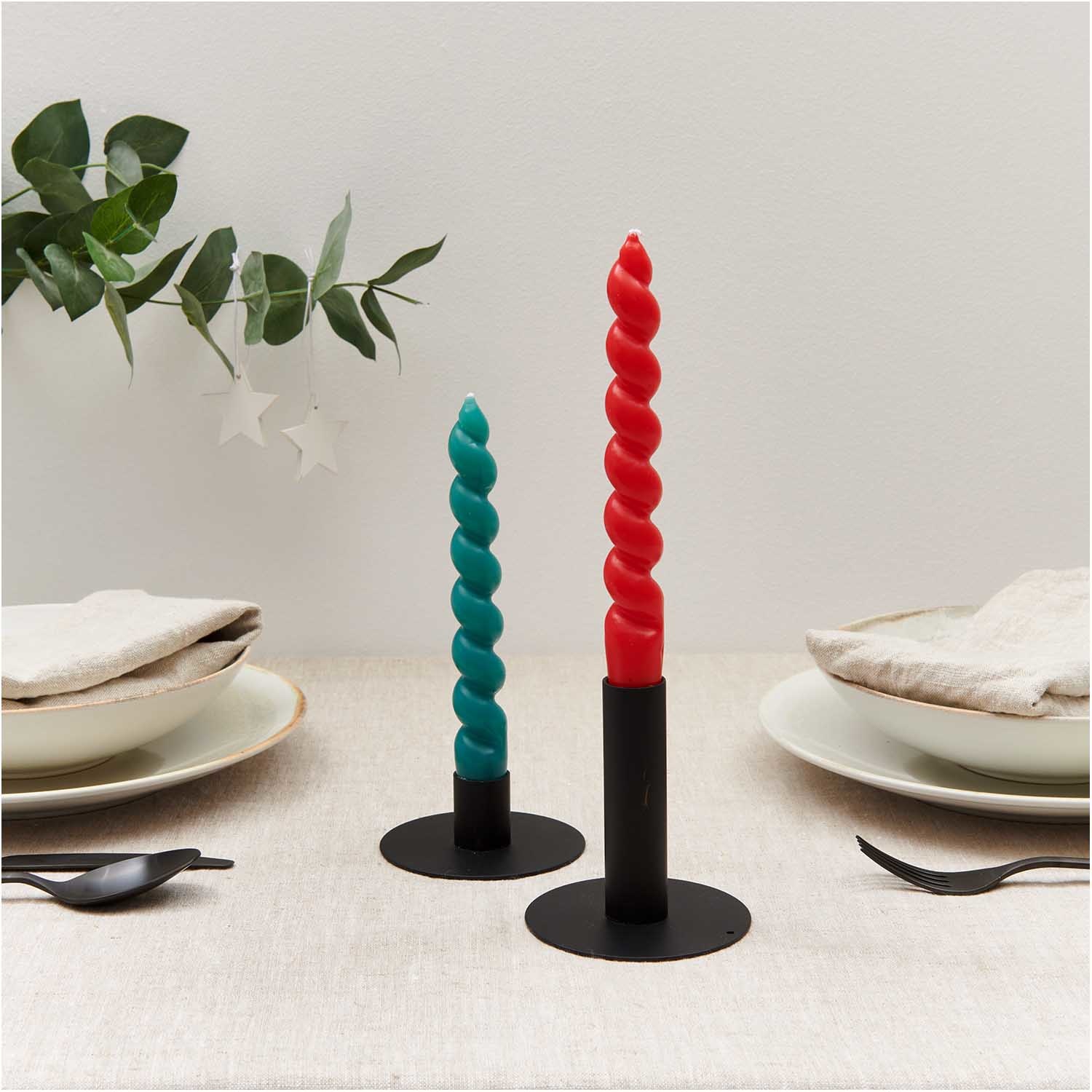 RICO Spiral candle, red, 1 pc, Ø 2,4 cm x 18,5 cm height