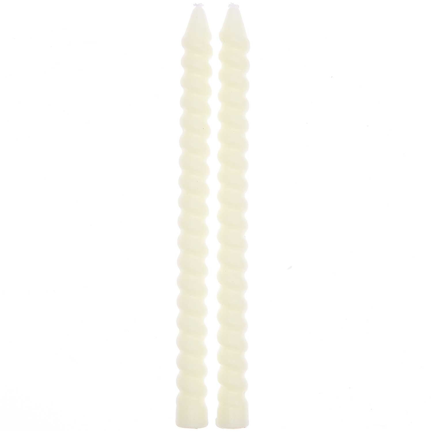 RICO Spiral candles, off-white, 2 pcs, Ø 1,4 cm x 18 cm height