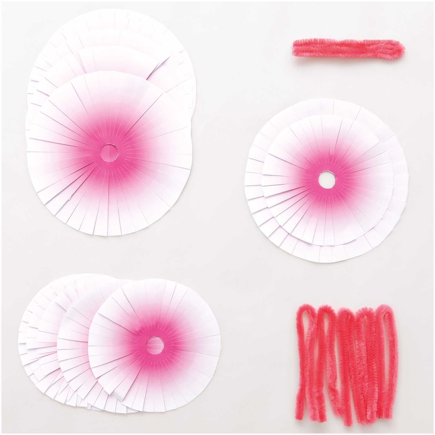 Rico NAY Christmas bauble topper, fringes, white/neon pink FSC MIX