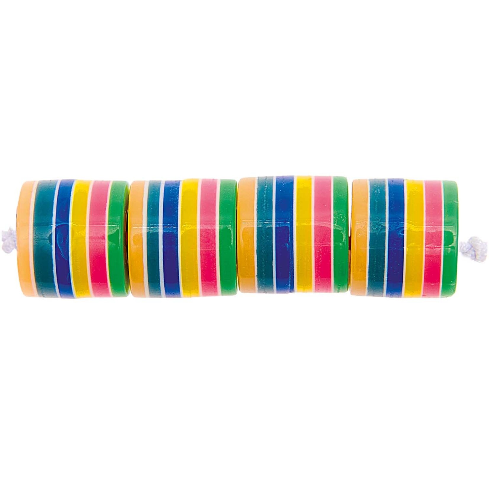 RICO Gestreepte cylinder parels, pastel - 21 stuks, ca. 9 x 10 mm