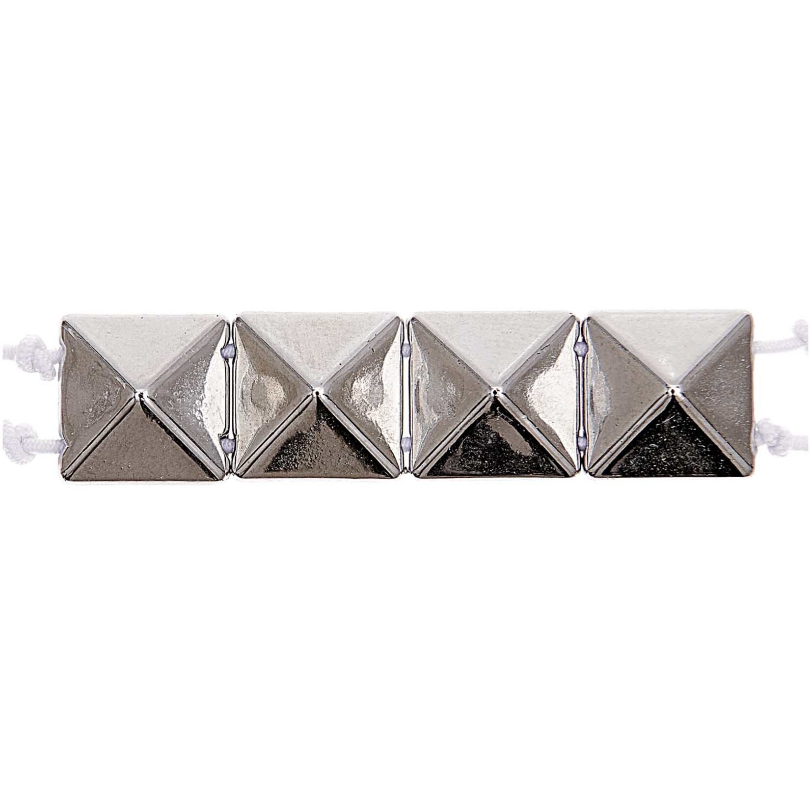 RICO Pyramide parels, vierkant, maat M, zilver 32 stuks