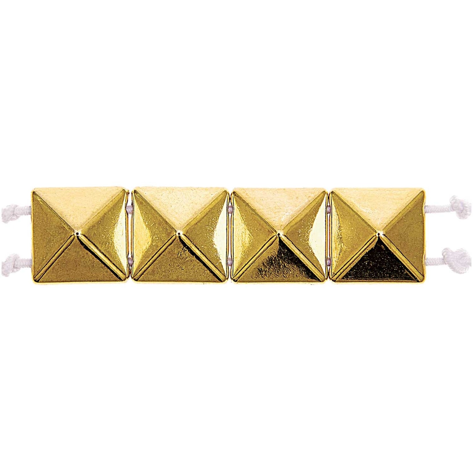 RICO Pyramide parels, vierkant, maat M, goud, 32  stuks