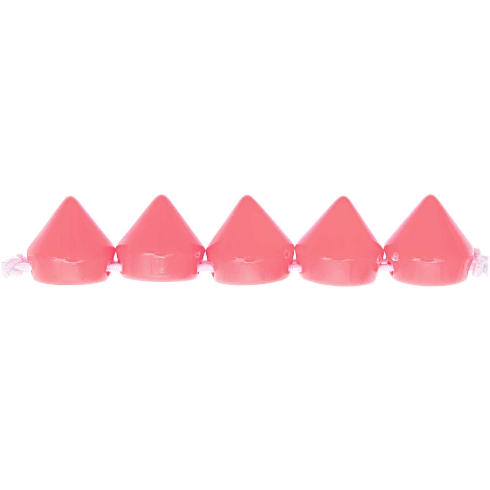 RICO Pyramid beads, round, rose, 24 pcs, 10 x 10 mm, 4 holes