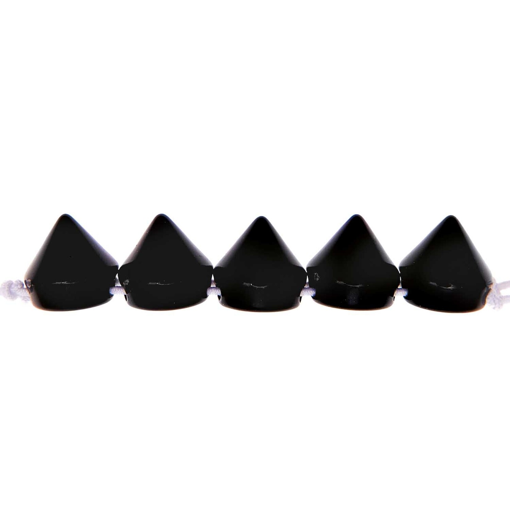 RICO Pyramide parels, kegelvormig, kleur zwart - 24 stuks, 10 x 10 mm, 4 gaatjes