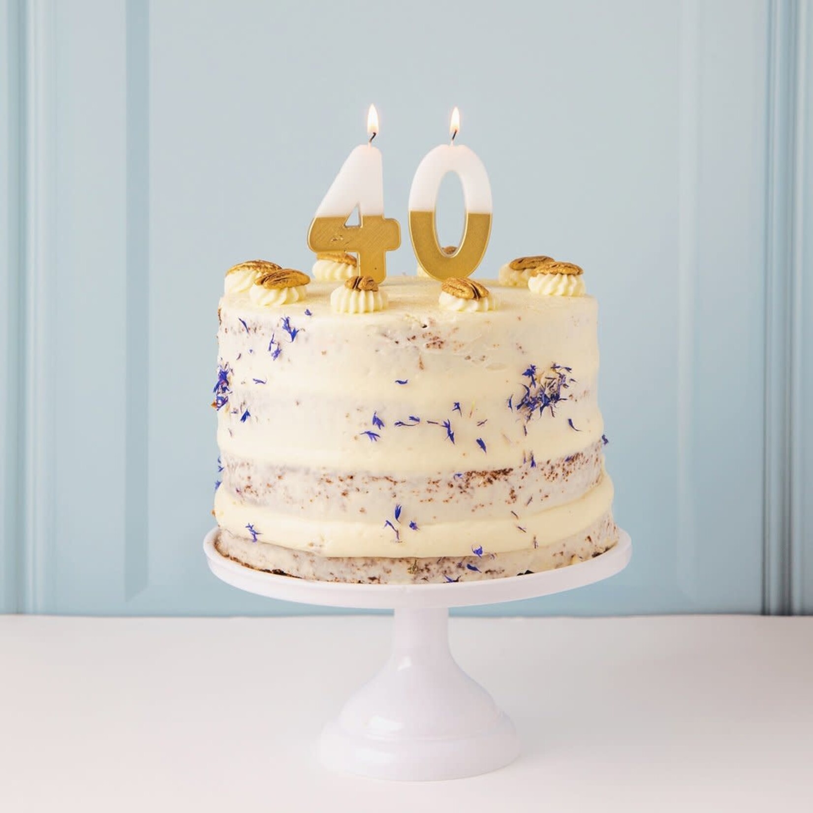 TT White and Gold Number 0 Candle